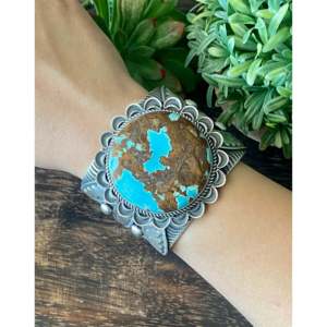 Alex Sanchez Natural #8 Turquoise & Sterling <b>Silver</b> Fashion <b>Cuff</b> <b>Bracelet</b> - Product Image 2