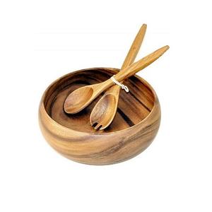 Ensaladera de madera de último diseño con tenedor y cuchara, cuenco para servir comida de tamaño personalizado de la mejor calidad - Product Image 6