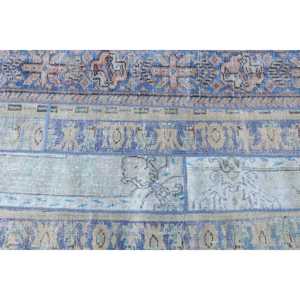 Alfombra Turca Vintage de 2.6x6.6 pies, Alfombra de Pasillo Azul y Marrón con Diseño de Patchwork, Alfombra de Lana con Respaldo de Látex, Ecológica - Product Image 5