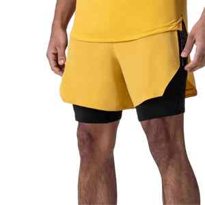 Vêtements de sport de haute qualité 2 en 1 respirant grande taille Shorts de sport avec poches séchage rapide 7 pouces Shorts 2 en 1 Mens Gym Shorts - Product Image 1