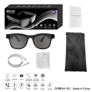 Lentes Inteligentes WK103 con IA, Cámara 1080P, Resistentes al Agua IP45, Control Táctil, Carga Magnética, Asistente de Voz con IA, Traducción en Tiempo Real, Realidad Aumentada - Product Image 1
