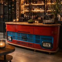 Vintage-Truck-Empfangstheke mit Massivholzplatte, Industrieller Bartresen, Maßanfertigung OEM ODM für Hotels, Keller und Gewerbliche Nutzung