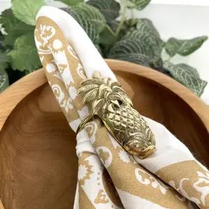 Servilleteros de oro de lujo de latón hechos a mano de la mejor calidad, nuevo servilletero de piña para bodas, restaurantes, precio al por mayor - Product Image 4