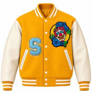 Chaqueta Varsity para Hombre con Bordado Chenille, Logo Frontal, Mangas de Cuero y Parche Bordado, Estilo Casual de Invierno - Product Image 1