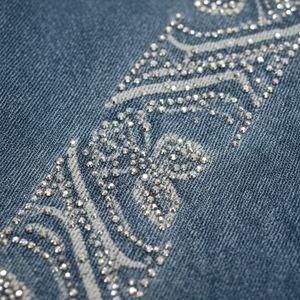 2026 Hot <b>Women</b> Hooded Printed Denim Rhinestone Jeans <b>Windbreaker</b> Set Jacket Streetwear Distressed Two Piece Custom Wholesale Oem - Product Image 4