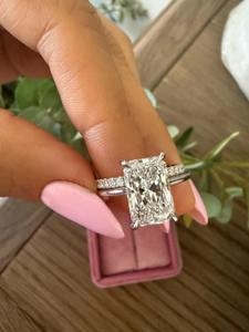 Luxury Designer <b>Statement</b> <b>Ring</b> Radiant Cut Lab Grown Diamond for Women Wedding or Engagement Fine Jewelry Bridal Gift - Product Image 3