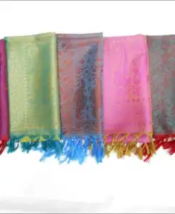 Mix Farbe Banarasi Vertuschung schals Hippie Braut Dupatta Quaste Seiden wickel Seide Stola Kopftuch Herbst Zubehör Handgemachte Quaste