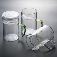 Tasse à thé en verre borosilicaté avec infuseur et couvercle pour amateur de thé