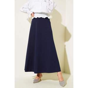 Jupe Cloche Basique avec Taille Élastique Bleu Marine - Product Image 2