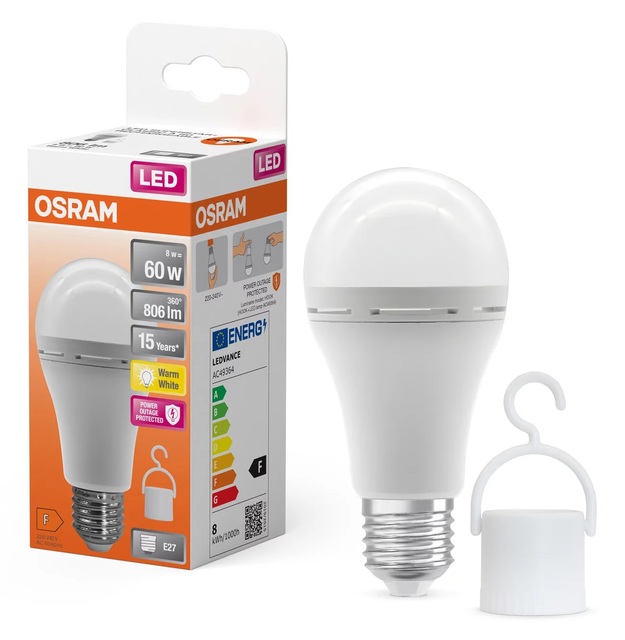 For Superstar E27 8W 4000K Rechargeable LED Standard Bulb 220-240V (190131) 806 lm 180 Beam Angle