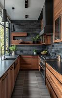 Meuble sous-évier de cuisine moderne sur mesure en bois, avec robinet, matériaux marbre et acrylique, finition laquée, détails de charnières, écologique