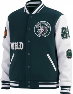 Veste universitaire anglaise ancienne pour hommes classique Letterman Bomber col montant Logo avant 100% coton Style Streetwear - Product Image 1