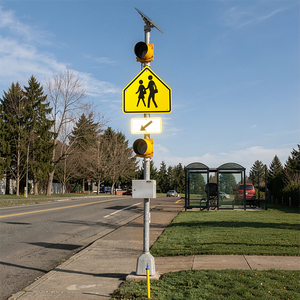 Kit de balise clignotante solaire LED ambre de 8 pouces, conforme à la norme MUTCD, pour passage piétonnier, zone scolaire, système de signalisation d'avertissement routier - Product Image 4