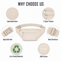 Sac banane unisexe portable en nylon avec fermeture éclair, idéal pour les voyages en plein air, la plage, les vacances, la gare, les stations, les hôtels et les halls.