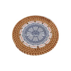 Natural Rattan Bohemian Style Handmade <b>Coaster</b> for Home <b>Drink</b> Serving and Decorative Table Use From Vietnam - Product Image 2