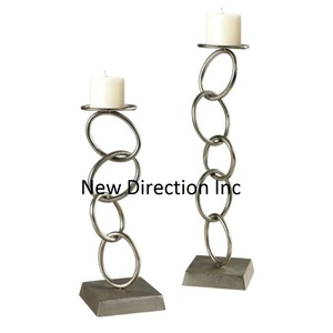 Lot de 2 bougeoirs votifs en métal et aluminium de finition antique de forme personnalisée pour la maison, les bougies de pilier décoratives de Noël - Product Image 1
