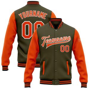 Vente en gros dans l'industrie directe, blouson d'hiver décontracté personnalisé orange blanc-noir veste bicolore Varsity Letterman - Product Image 2