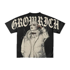 Men's Summer O-Neck Short Sleeve <b>T</b>-Shirt Custom Printed Logo 100% Cotton Knitted 260 Grams Fabric Oversized Fit Solid Pattern - Product Image 3