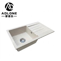 Évier de cuisine en quartz de qualité supérieure, cuve simple, à encastrer, noir mat, design rectangulaire moderne ADL-7644GO