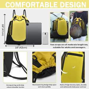 2025 sac de sport léger grande capacité étanche cordon sac à dos Oxford voyage sport chaîne sac à dos avec motif solide - Product Image 5