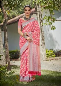 Meilleur tissu vêtements ethniques bonne qualité nouveau 2023 Designer doux Banarasi Saree avec chemisier avec imprimé travail à bas prix - Product Image 2