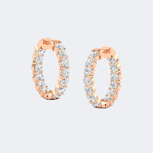 Pendientes de Aro con Diamantes Redondos de 2.60CTW, Oro de 14k, Diamantes Cultivados en Laboratorio, Color D, VVS, Aros Clásicos Grandes para Mujer - Product Image 6