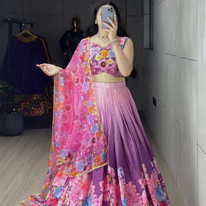 Tela Georgette de calidad superior con estampado floral Lehenga Choli mejor colección para fiestas nueva ropa India pakistaní para - Product Image 1