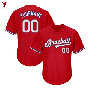 Maillot de baseball bleu de qualité supérieure à prix d'usine maillots de baseball d'équipe à manches courtes et col en V avec logo - Product Image 4