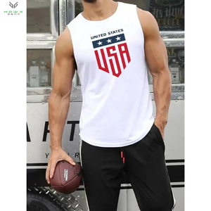 Camiseta sin mangas transpirable para deportes diarios para hombre, cómoda, sin relleno, sin mangas, chaleco de cuello estampado Simple, camiseta sin mangas de talla grande para hombre - Product Image 4