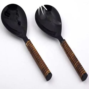 Juego de cucharas de cuerno hechas a mano, cuchara de servicio de lujo, mango retorcido con cuerno de Búfalo, utensilios de cocina de la mejor calidad, Color Natural - Product Image 1