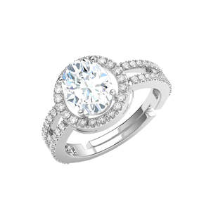 CLARA Men's Romantic Statement Solitaire <b>Ring</b> 925 Sterling <b>Silver</b> with <b>Adjustable</b> Size Featuring Diamond Rhodium Plated Platinum - Product Image 1