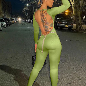 <b>Tight</b> fitness and Open Back Workout Woman Outfit <b>Jumpsuit</b> for Women One Piece Wide Leg <b>Jumpsuit</b> Women - Product Image 4