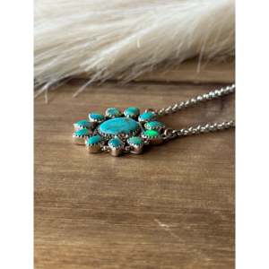 Southwest Handmade Multi Stone Sterling Silver Cluster Necklace Bezel <b>Set</b> - Product Image 4