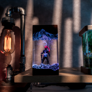 Lampe en époxy personnalisée, lampe en résine époxy, lampe en résine époxy personnalisée, lampe en bois et résine, veilleuse personnalisée, cadeau fait main, anniversaire - Product Image 1