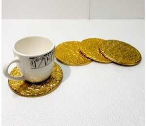 Customized Size Golden Color Aluminium Casting Coasters Top Quality Table Top Cup Tea Coasters <b>for</b> <b>Kitchen</b> Ware <b>Item</b> - Product Image 2