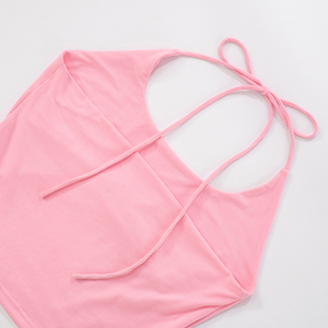 Top Corto sin Mangas con Cuello Halter y Espalda Descubierta, Estilo Urbano, Color Sólido, Informal, Simple, Estilo Y2K para Mujer - Product Image 6