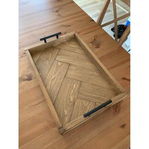 Bandeja de Acacia personalizada, equipo de servicio de camareros, bandejas de madera de alta calidad superior para servir, mango de Metal de fácil agarre, última bandeja - Product Image 2