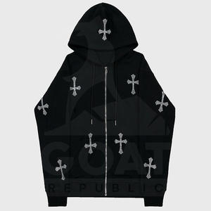 Sudadera con Capucha Personalizada de Estilo Urbano con Pedrería para Hombre, Invierno, Felpa Gruesa, 100% Algodón, Alta Calidad - Product Image 1