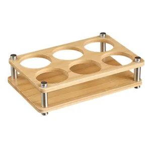 Estante y soporte de vidrio de madera de bambú Diseño de tendencia Hecho a mano Soporte de vidrio de madera más vendido Accesorios de utensilios de cocina