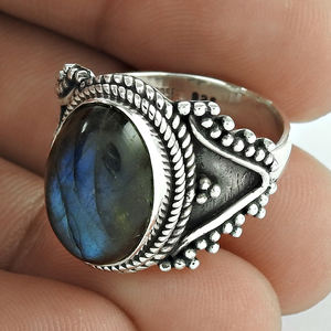 Nouveauté 925 bague en argent naturel bleu brillant Labradorite pierre précieuse brillant minimaliste belle bague de mariage dames fille bijoux - Product Image 3