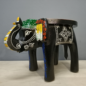 Tabouret éléphant en métal fait à la main indien peint à la main décor de salon article de décoration unique - Product Image 5