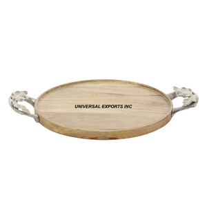Plateau de service en bois fini personnalisé excellente qualité fait à la main élégant plateau de service décoratif dernière arrivée nouveau - Product Image 4