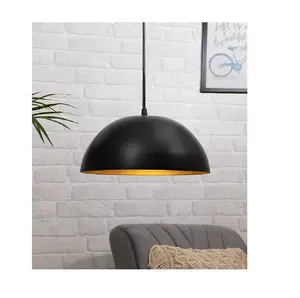 Hot Selling Design Dark Black Shade Pure Solid Metal Pendant Lamp Light Metal Iron Mall Decorative Hanging Pendent Lamp