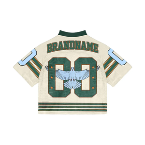 Personnalisé Allemagne Hommes Col en V Impression Numérique Séchage Rapide Surdimensionné Boxy Cropped Top Vintage Mesh Soccer Football Jersey - Product Image 2