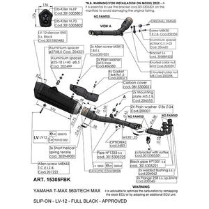 Sistema de Escape para Motocicleta LeoVince LV-12 Inox Nero para YAMAHA T-MAX 560/TECH MAX (20-23) Modelo 15305FBK - Product Image 2