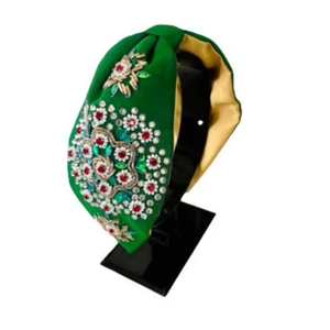 Nouveau bandeau élégant en forme de nœud, léger, confortable, durable, fait à la main, orné de perles, de fleurs et de nœuds, accessoire pour cheveux en tissu brodé - Product Image 1