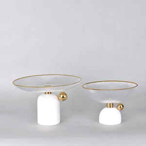 Frutero decorativo de vidrio acanalado, moderno, decorativo, hecho a mano, boda, decoración del hogar, mesa de comedor, centro de mesa, frutero 2023 - Product Image 1