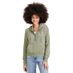 Sudadera con capucha verde Frost con media cremallera para mujer: Sudadera con capucha cómoda y acogedora de lana, perfecta para ropa informal, capas - Product Image 2