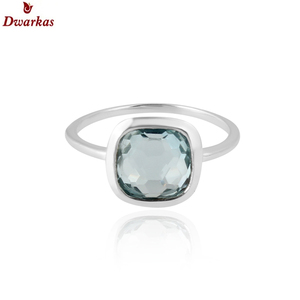 Classically Elegant Women's 925 Sterling Silver Rhodium Plated Quartz Blue Gemstone <b>Ring</b> <b>Weddings</b> Parties Anniversaries - Product Image 3