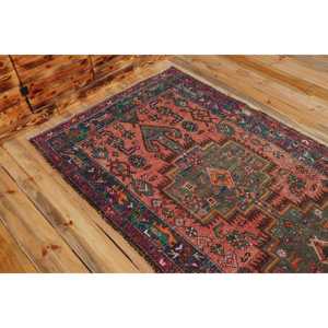 Tapis turc vintage 3,4x9,2 pieds, tapis patchwork rouge - Product Image 5